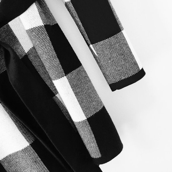 Jones New York Long Wrap Cardigan (Sweater Coat), Black & White, PP/XSP/0P/2P/4P - Picture 4 of 8